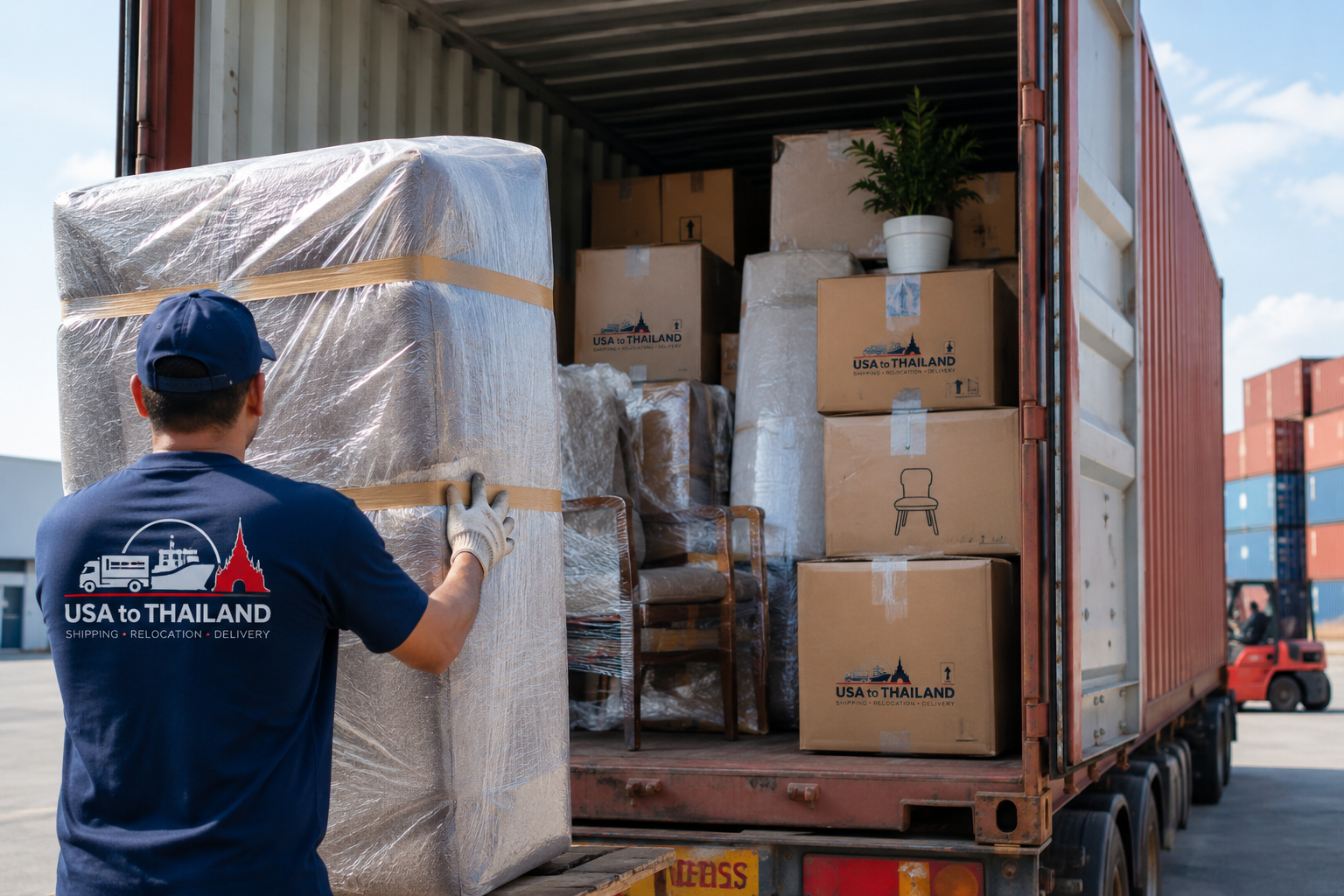 International cargo container for USA to Thailand shipping